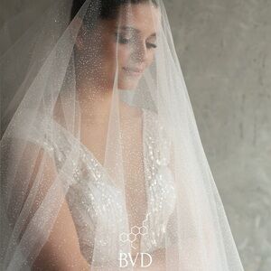 BVD Elegant White Bridal Veil Chapel length with blusher